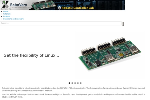 robovero.org site used Robotics-theme