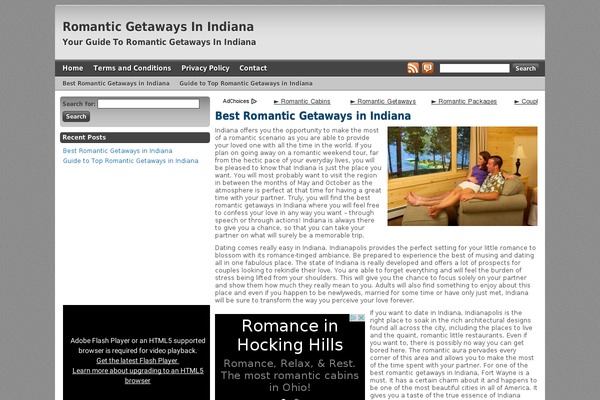 romanticgetawaysin-indiana.com site used HeatMap Theme Pro 5
