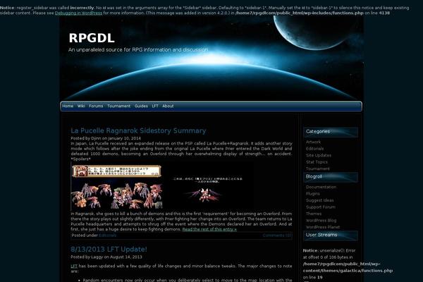 Galactica theme site design template sample