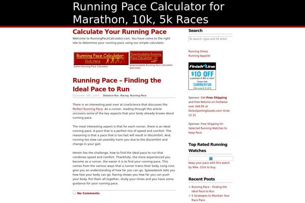 runningpacecalculator.com site used Running