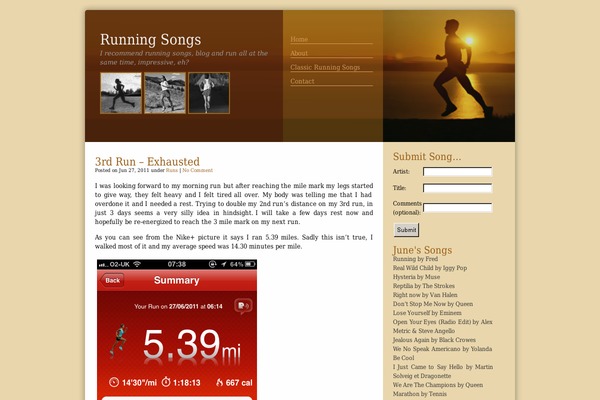 runningsongs.co.uk site used Running-blog