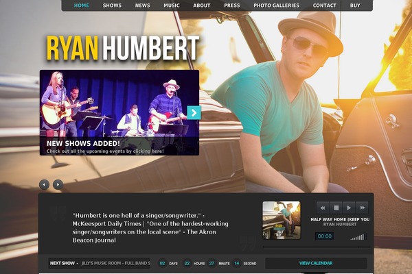 ryanhumbert.com site used Music-musicians-theme-facebook-app