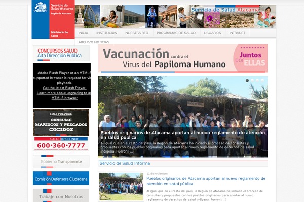 saludatacama.cl site used Minsal-wp-template