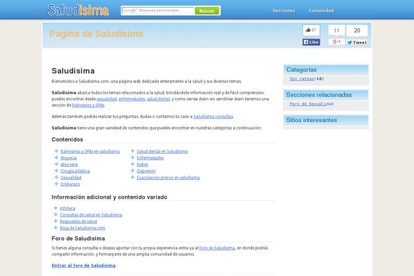 saludisima.com site used Rebista-theme