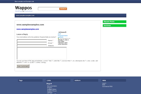 sampleexamples.com site used Wappos