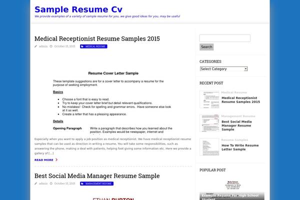 sampleresumecv.com site used Customtheme