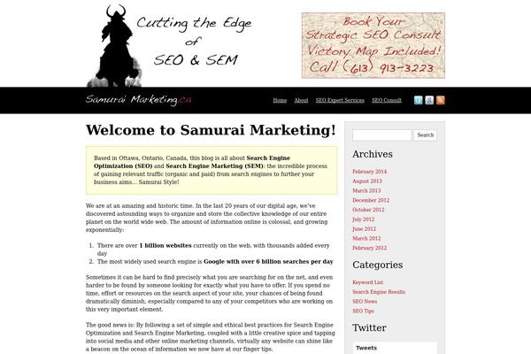 samuraimarketing.ca site used Black-on-white-serif