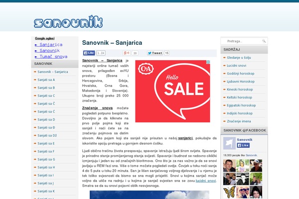 sanovnik.org site used Sanovnik