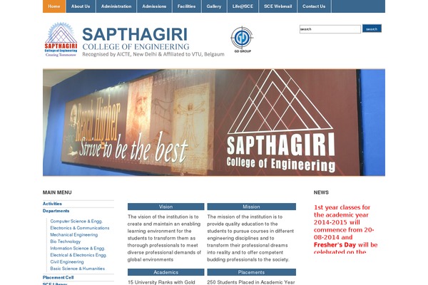 sapthagiri.edu.in site used Wordpress-theme