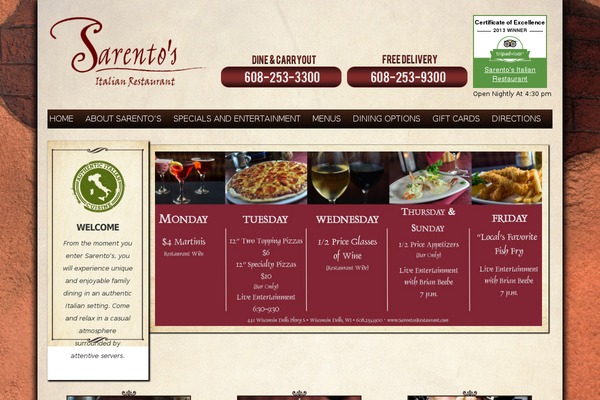 sarentosrestaurant.com site used Sarentos