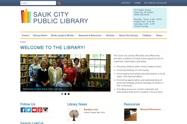 saukcitylibrary.org site used Scpl-theme