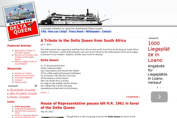save-the-delta-queen.org site used Travelogue-2-sidebars