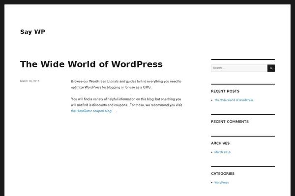 Twenty Sixteen theme site design template sample