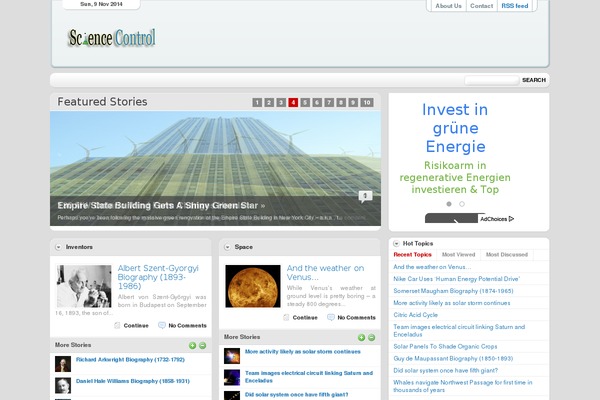 sciencecontrol.com site used Sciencetheme