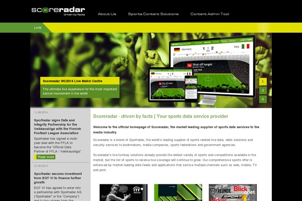 scoreradar.com site used Sportradar