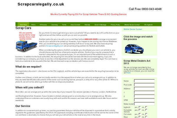 scrapcarslegally.co.uk site used Light Green