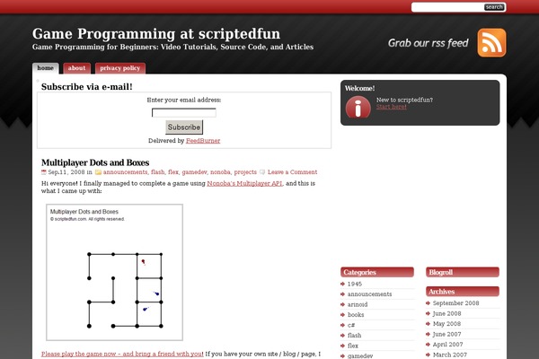 scriptedfun.com site used Studiopress_red