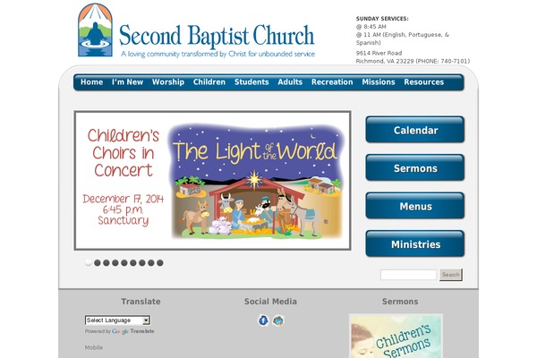 secondbaptistrva.org site used Church-wp10