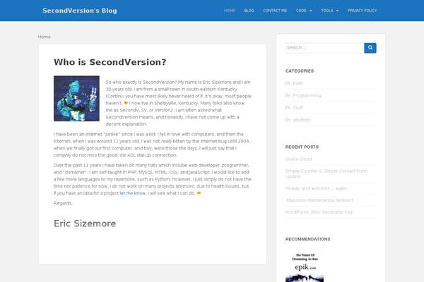 secondversion.com site used Modernblogger