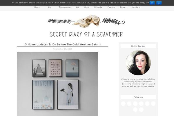 secretdiaryofascavenger.com site used Theme-classy-ink