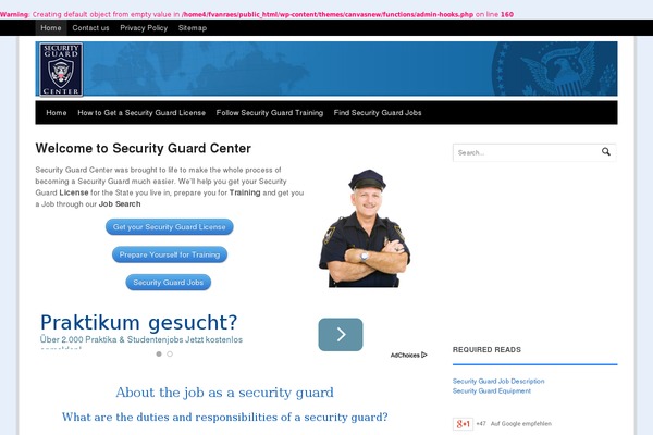 securityguardcenter.com site used Canvasnew