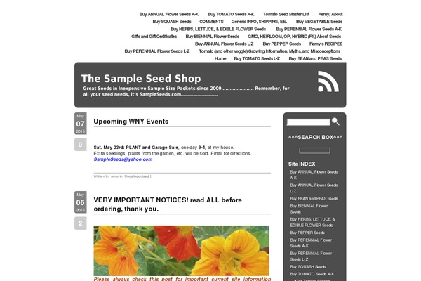 seedsample.com site used Aeros