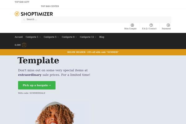 Shoptimizer theme site design template sample