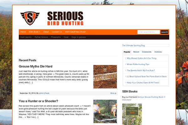 seriousbirdhunting.com site used Wp-davinci209