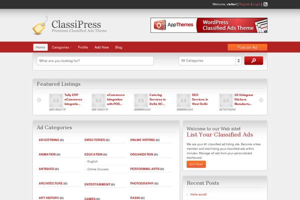 ClassiPress theme site design template sample