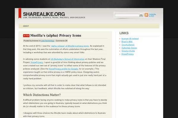 sharealike.org site used Serious Blogger