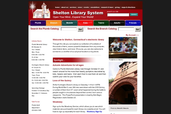 sheltonlibrarysystem.org site used Sheltonlibrarytheme