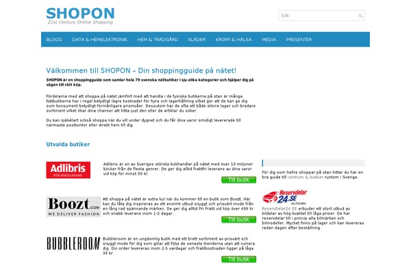 shopon.se site used Intensio