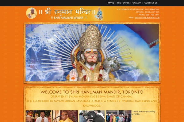 shrihanumanmandir.ca site used Hanumantemplate