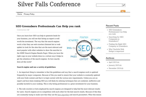 silverfallsconference.com site used Plain Fields