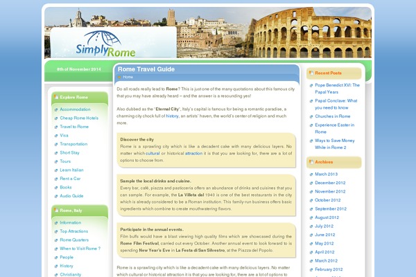 simplyrome.org site used Simplytravel
