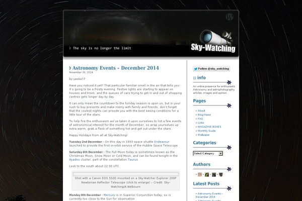 sky-watching.co.uk site used Infinity Blog