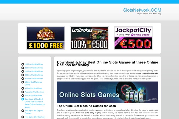 slotsnetwork.com site used Hjemmeside