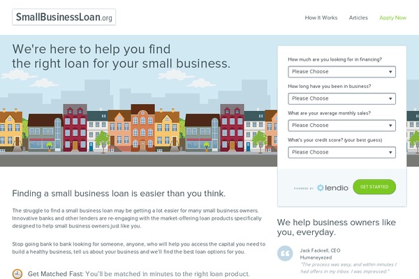 smallbusinessloan.org site used Lendio