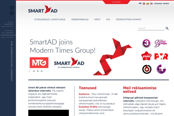 smartad.ee site used Addresstising