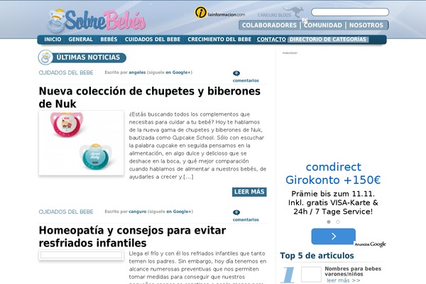 sobrebebes.es site used Happy-baby