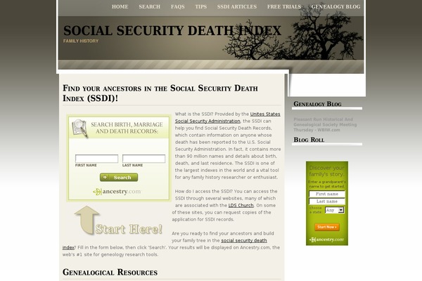 socialsecuritydeathindex-search.com site used Wp-monochrome