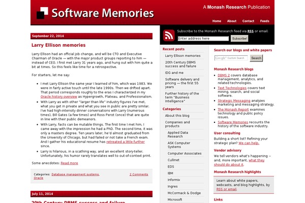 softwarememories.com site used Monash