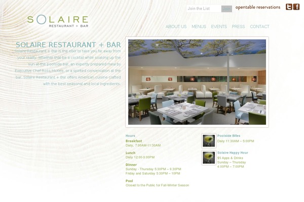 solairerestaurant.com site used Solaire