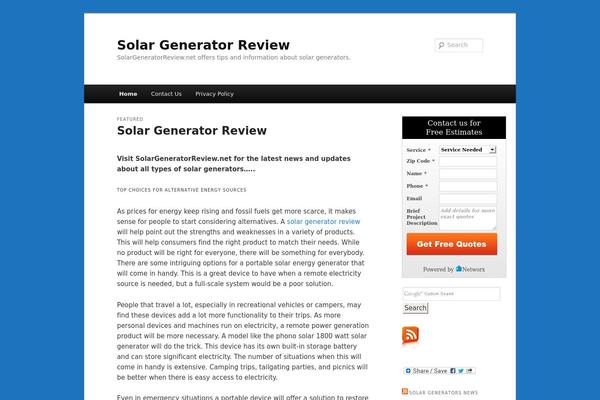 solargeneratorreview.net site used Twentyelevenwithsidebar