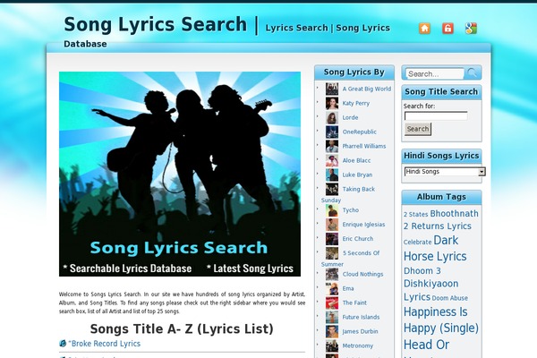 songslyricssearch.com site used Lyrics-organizer-light