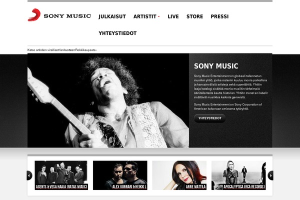 sonymusic.fi site used Sonymusic