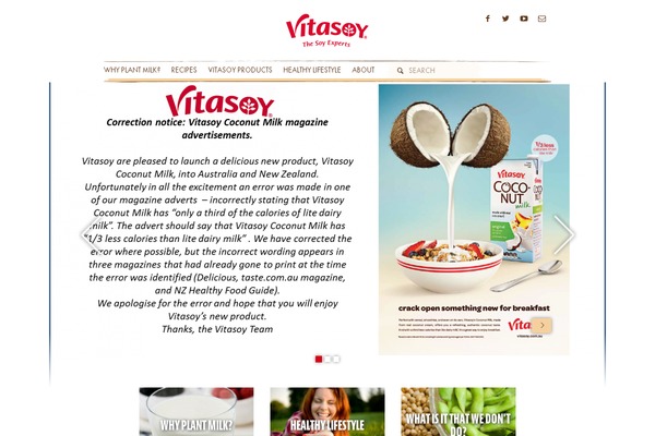 soy.com.au site used Vitasoy