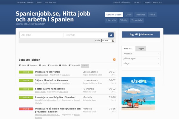 spanienjobb.se site used Jobroller-1.5.1