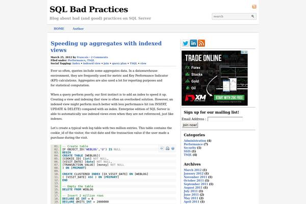 sqlbadpractices.com site used cleanRoar