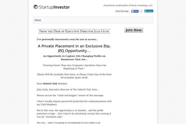 startupinvestor.com site used Earlyinvesting-redesign